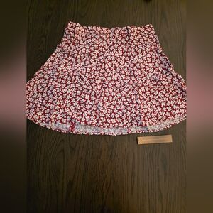 Reformation Red and White Floral Skirt